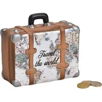 Wurm Spardose Spardose Sparschwein Sparbüchse Koffer Travel the world 14x13x6 cm