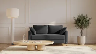 BRUNO Schlafsofa 140cm in Anthrazit | Flow | stabiles Massivholz & Boxspringkomfort