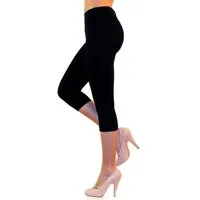 YESET Leggings Damen Capri 3/4 Leggings Baumwolle hoher Bund SCHWARZ XXL Highwaist-Leggings