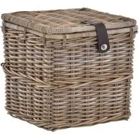 Krines Home Allzweckkorb Korbtruhe Allzweck Korb Aufbewahrung mit Deckel Box Spielzeugtruhe, Natur Rattan Quadratisch
