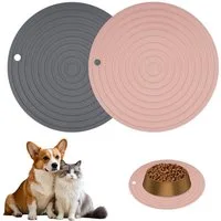 Ledander Napfunterlage 2er-Set Napfunterlage für Hunde und Katzen,– Silikon Futtermatte, geeignet für mittelgroße bis kleine Haustiere, in Pink und Grau