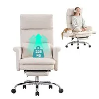 UEV Bürostuhl Ergonomisch mit Fußstütze Verstellbarer Kopfstütze (mit klappbare Armlehnen, verstellbarer Kopfstütze bis 226kg), Verstellbare Kopfstütze bis 90°, Verstellbare Rückenlehne bis 150°