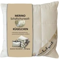 Meivita Naturhaarkissen Merino Kopfkissen mit Schafschurwollkugeln, Füllung: 100% Wolle (Schurwollkügelchen), Bezug: 100% Baumwolle untersteppt mit 100% Wolle (Merino Schafschurwollvlies), Rückenschläfer, Seitenschläfer, Bauchschläfer, Kissen Hergest