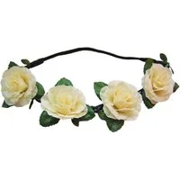 Trachtenland Kostüm Blumen Haarband mit Rosen - Creme