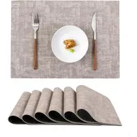 SinLaw Platzset Abwaschbares Tischset, beidseitig rutschfest, hitzebeständig, grau, (6-St), 6er-Packung,Beidseitig verwendbar, knitterarm