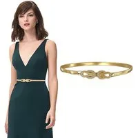 Bwecuy Taillengürtel Schmaler Metall Taillengürtel für Kleid Damen Elastischer Dünner Kettengürtel für Damen