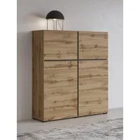 OTTO home Hochkommode Cross,Breite 119,5 cm, moderne grifflose Hochkommode mit 4 Türen, Hochschrank, Höhe 139 cm mit viel Stauraum, Einlegeböden verstellbar