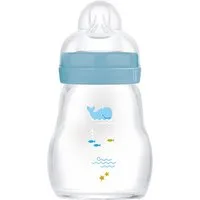MAM Babyflasche Glasflasche Feel Good Matt, mit Skin Soft Anti-Kolik Silikon Weithals Trinksauger