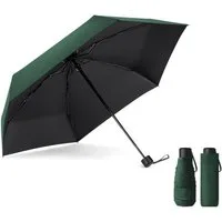 LuxusKollektion Taschenregenschirm Taschenschirm Mini Faltbar UV Kompakt 6Edelstahlrippen Dunkelgrün
