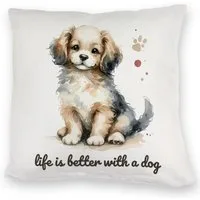 speecheese Dekokissen niedlicher Hund Kuschelkissen mit Spruch life is better with a dog