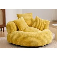 LVHOM Sitzsack 108x108x52cm Chenille Premium Sofa mit 3 extra Kopfkissen (Kuschelig & Atmungsaktiv, Einzelsitzer-Lounge, komplett komprimiert geliefert. Perfekt für Ruhe, Lesen, Gaming & Nickerchen. Ideal für Wohnzimmer, Schlafzimmer, Spielzimmer & O