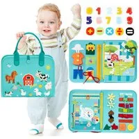 Flintry Lernspielzeug Montessori Busy Board – Interaktives und Motorikspielzeug, für frühkindliche Bildung, Auto- und Flugzeugfahrten,Feinmotorik