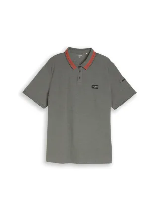 Tom Tailor - Plus Size - Poloshirt mit Ärmeltasche olive green grey two tone - Gr. - 5XL