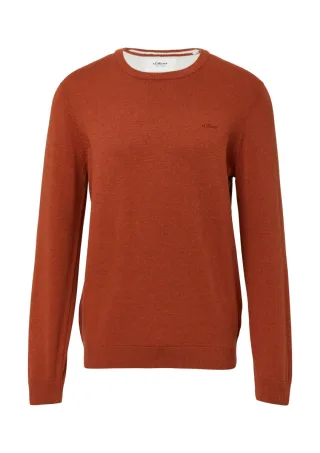 s.Oliver Red Label - Strickpullover mit Logo-Stickerei braun - Gr. - M