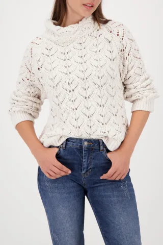monari - Strickpullover mit Ajour-Muster pearl - Gr. - 44