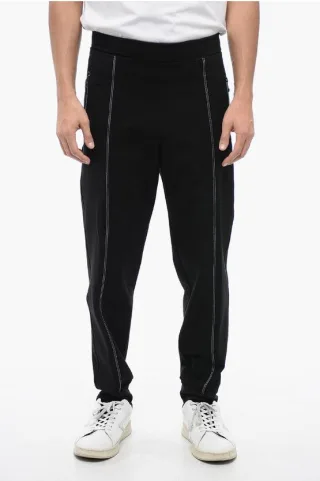 Schwarze Jogginghose aus Viskosemischung mit Tape-Detail im Tape-Fit