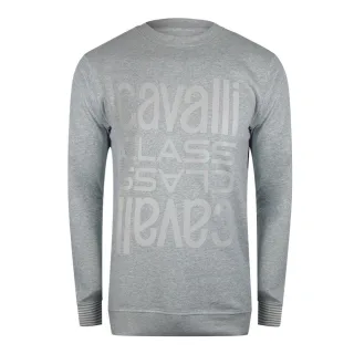 Cavalli Class Sweatshirt Mit Mehreren Logos In Grau