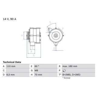 Bosch Lichtmaschine 90A Audi Seat VW 0986034150