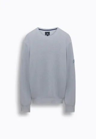 State of Art - Mouliné-Pullover mit Struktur blau - Gr. - M