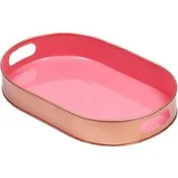 Marrakesch Orient & Mediterran Interior Dekotablett Skandinavisches Serviertablett Aarhus oval kupfer rosa 36 cm Wohndeko (1 St), Handarbeit