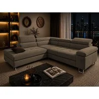 Goldstoff Ecksofa mit Schlaffunktion, Cord Couch für Wohnzimmer - Cord Ecksofa, Cord Sofa VOYAGE 2 Teile, Großer Bettkasten