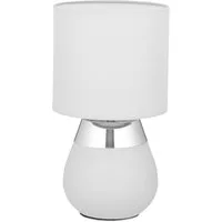 relaxdays Nachttischlampe Tischlampe mit Stoffschirm, Ein-/Ausschalter, ohne Leuchtmittel, silber