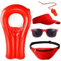 Kostümheld® Kostüm 5 in 1 Lifeguard Set Baywatch Kostüm Bademeister für Damen und Herren, unisex