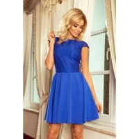 Numoco Cocktailkleid MARTA Kleid mit Spitze Kornblume S (1-tlg)