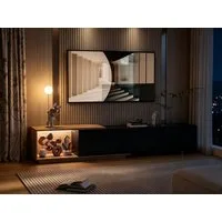PXloue TV-Schrank Fernsehkommode, Hochglanz TV Schrank, mit 16 Farben LED Beleuchtung mit LED-Beleuchtung, Lowboard mit Glasablagen, Breite 240cm