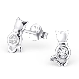 Katzen Ohrringe aus 925 Silber