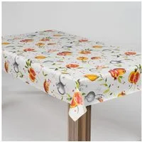 laro Tischdecke laro Wachstuch-Tischdecke Wachstischdecke Granatapfel Rot Orange Weiß