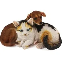 Arnusa Gartenfigur Hund und Katze Dekofigur 34 cm, wie echt Gartendekoration