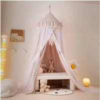 BTTO Betthimmel Babybett Kinderzimmer Baldachin Moskitonetz Insektenschutz Spielzelte, Doppelbett mit Aufbewahrungstasche, Saumlänge ca. 270cm, ohne Bohren