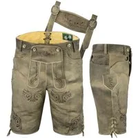 Fuente Leather Wears Trachtenlederhose Trachtenlederhose Herren kurze Bermuda Shorts Nubuk mit Trägern