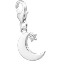 Diademita Kettenanhänger Silberner Halbmond Clip-Anhänger mit Zirkonia (Set)