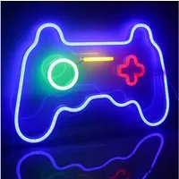 TUWENA LED Dekolicht Gaming Neonlicht Gamepad Leuchtreklamen Blau Deko Neon Schild Lichter, für Zimmer Kinder Spielzimmer Bar Wohnkultur