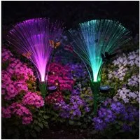 Online-Fuchs Gartenstecker mit LED-Solarbeleuchtung und bunten Schmetterlingen aus Metall (warmweiße Beleuchtung oder seichter Farbwechsel, 2er Set) farbenfrohe Dekoration für Garten, Terrasse und Balkon