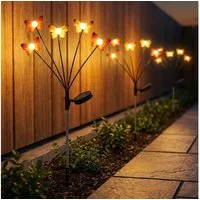 Expo Börse LED Solarleuchte, LED-Leuchtmittel fest verbaut, Warmweiß, Stecklampe Solarlampe LED Gartenstecker Schmetterling H 68 cm 3er Set