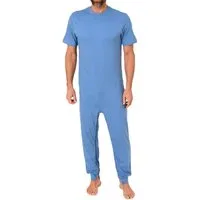 Normann Pyjama Herren Pflegeoverall kurzarm mit langen Bein + Reißverschluß am Bein
