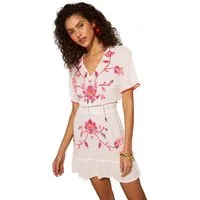 Love & Roses Strandkleid Love & Roses Mini-Kaftan-Cover-up mit Stickerei (1-tlg)