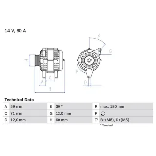 Bosch Lichtmaschine 90A Fiat Lancia 0986042000 1,6
