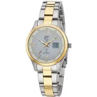 ETT Funkuhr Gobi Lady ELS-11590-12M, Armbanduhr, Damenuhr, Solar, Datum, Edelstahlarmband