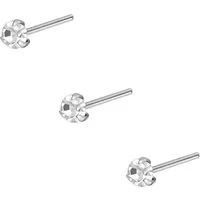PIERCINGLINE Nasenpiercing SET 925er Silber Nasenstecker RUNDER KRISTALL - biegbar (Nasenstecker, 3er SET1)