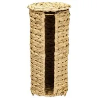HMF Toilettenpapierhalter Toilettenpapier Aufbewahrung geflochten aus Wasserhyazinthe, Klopapierhalter stehend, 3 WC Rollen, 35,5 x 17 cm