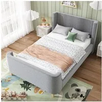 Flieks Polsterbett, Kinderbett Einzelbett 90x200cm mit kosmischem Muster Samt