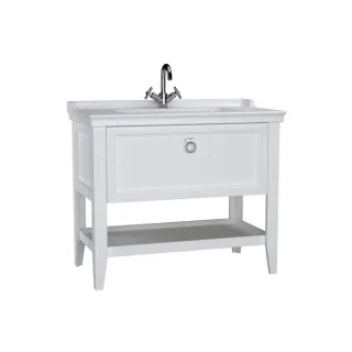 VitrA Valarte Waschtisch-Möbel-Set 62183 99,5 x 53 x 88 cm, 1 Vollauszug, Korpus weiß matt/Waschtisch weiß hochglanz