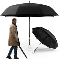 Logan & Barnes Stockregenschirm Chicago, Stockschirm sturmfest [Ø120 cm] mit hochwertigem Echtholzgriff