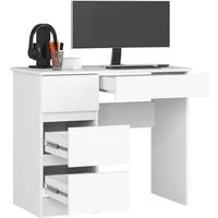 Raumhirsch Furniture Schreibtisch Kinder Computertisch - Eleganter Schreibtisch mit Stauraum, mit 4 Schubkästen - Kasten linke Variante