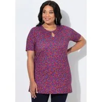 Ulla Popken Longshirt Longshirt gemustert Keyhole Rundhals Halbarm