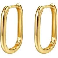 Dear Me Paar Creolen Geo Viereck 585 Gold, Echtgold Schmuck, Chunky Ovale Ohrringe 14 Karat Gelbgold